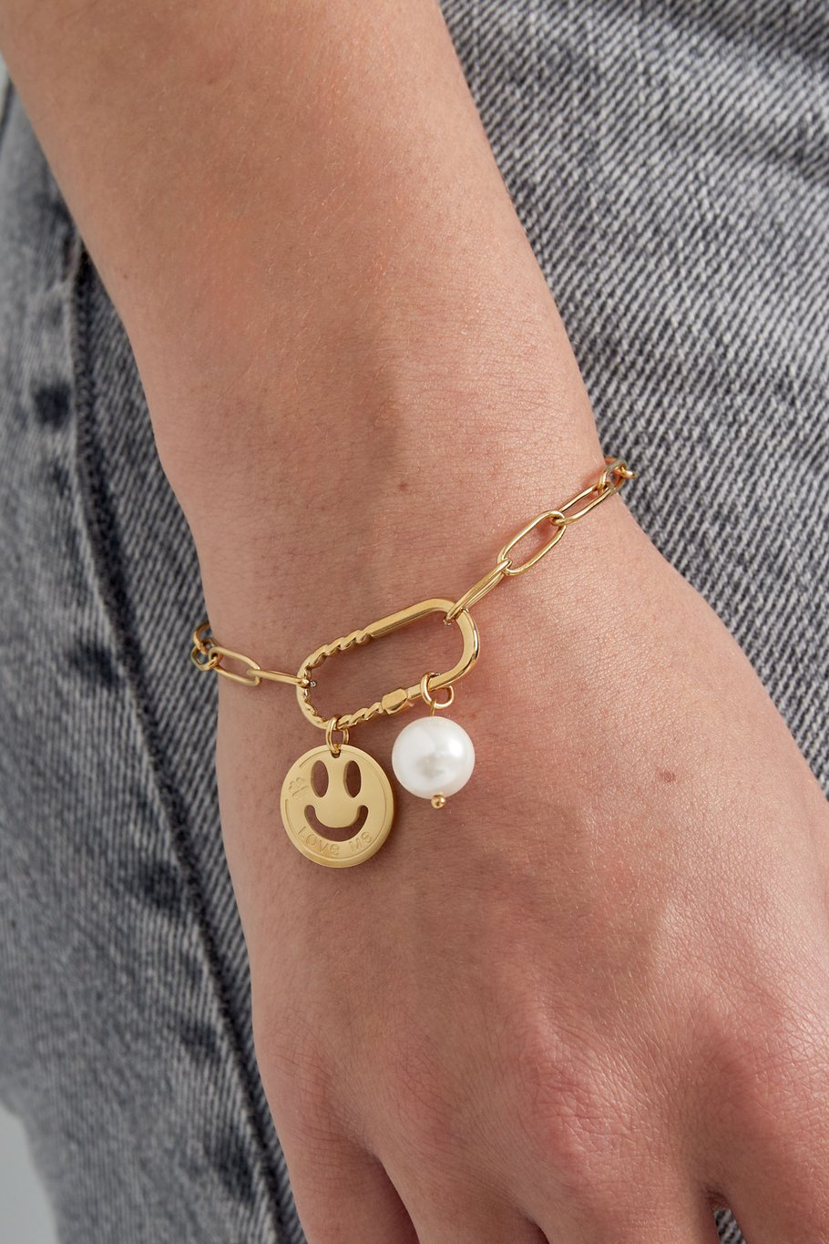 Smiley-Gliederarmband - Goldfarbe  Bild2
